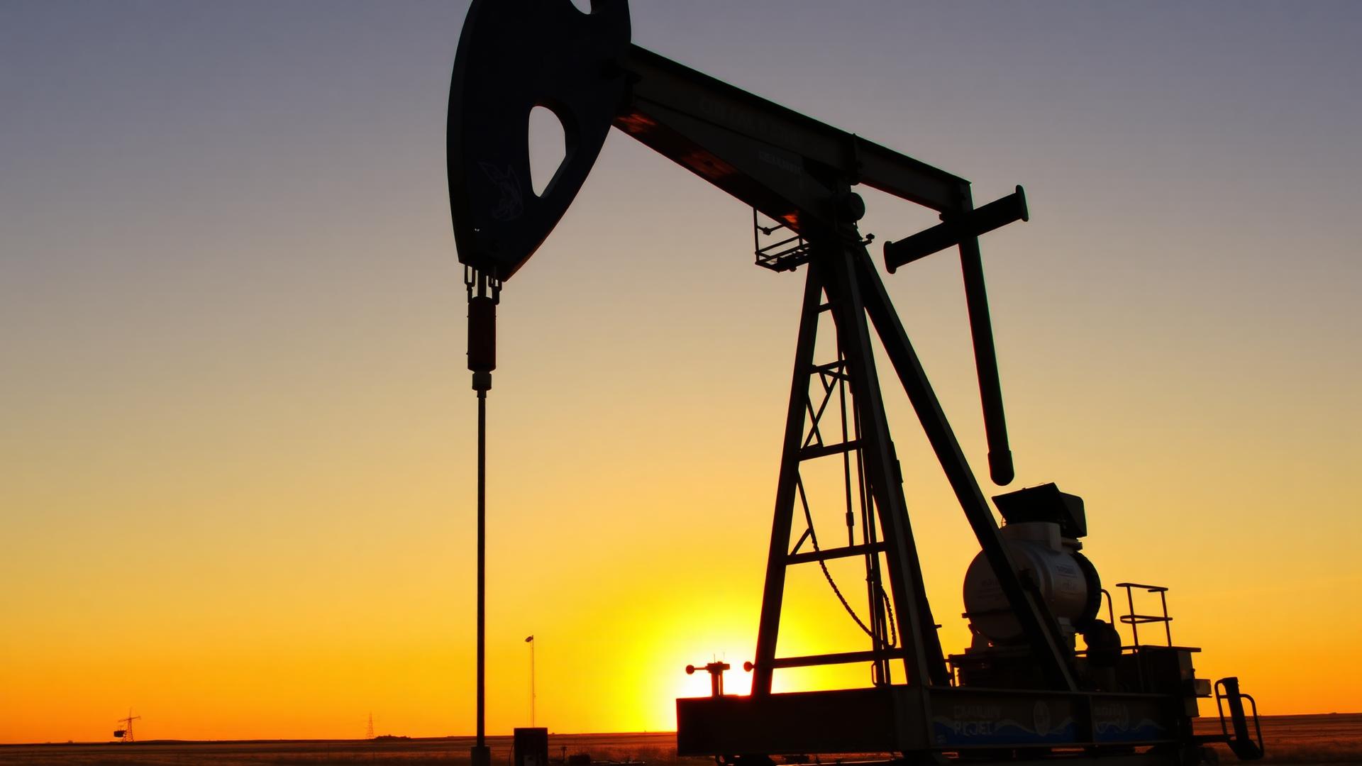 Drilling rig at dusk